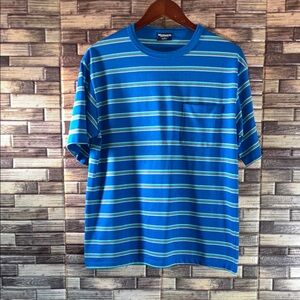 Pre Owned Men’s Wentworth Large  Blue and Green Striped Short Sleeve Tee